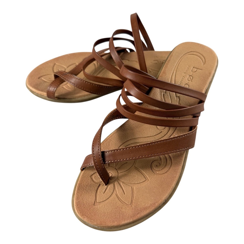 b.o.c. Born Concept Womens Strappy Toe Loop Flat Sandals Brown 9M BC0001311